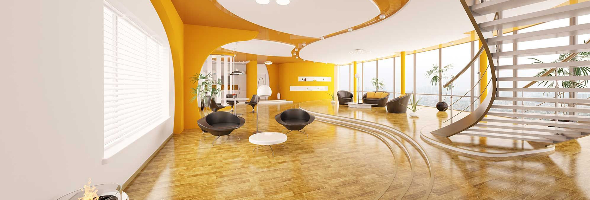 Diseño interior en tono naranja