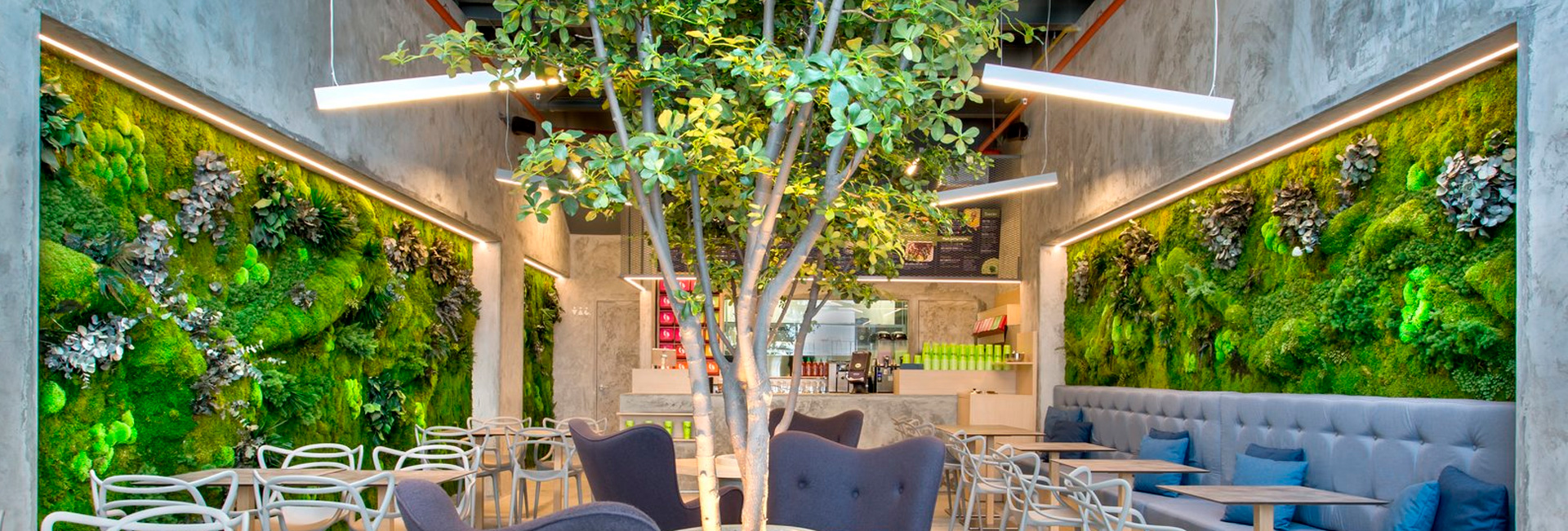 Jardines verticales artificiales, una inyección de naturaleza en los restaurantes